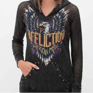 Affliction Born To Run Graphic Hooded Sweatshirt Metal Rock and Roll